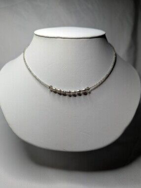 Micro Labradorite And Silver Pearl Beaded Necklace